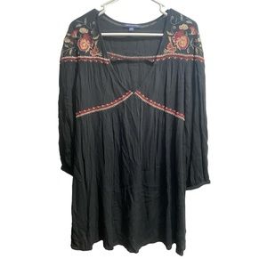 AMERICAN EAGLE‎ WOMEN BLACK EMBROIDERED SHIFT DRESS Sz. MEDIUM